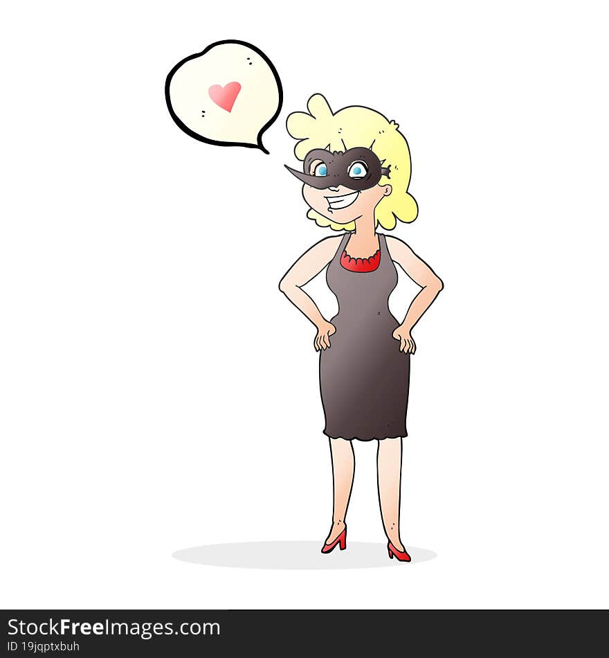 speech bubble cartoon woman wearing mask