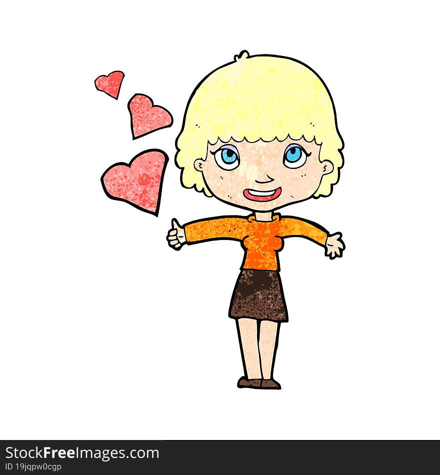 cartoon woman in love