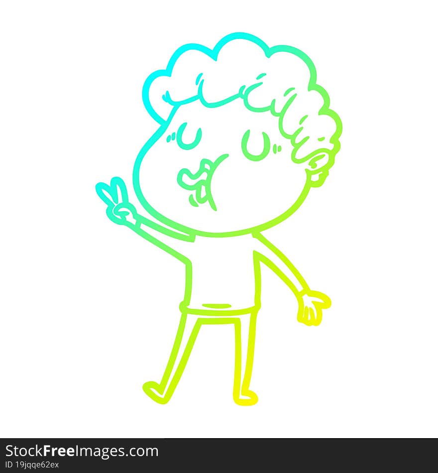 cold gradient line drawing cartoon man singing