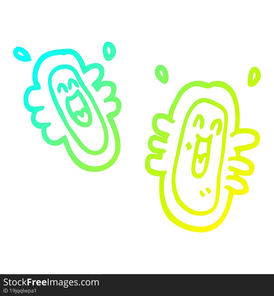 cold gradient line drawing cartoon happy germs