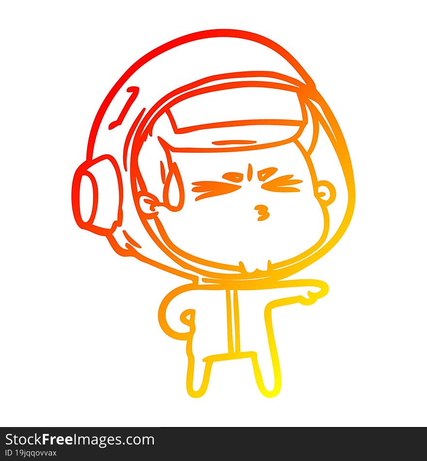 Warm Gradient Line Drawing Cartoon Stressed Astronaut