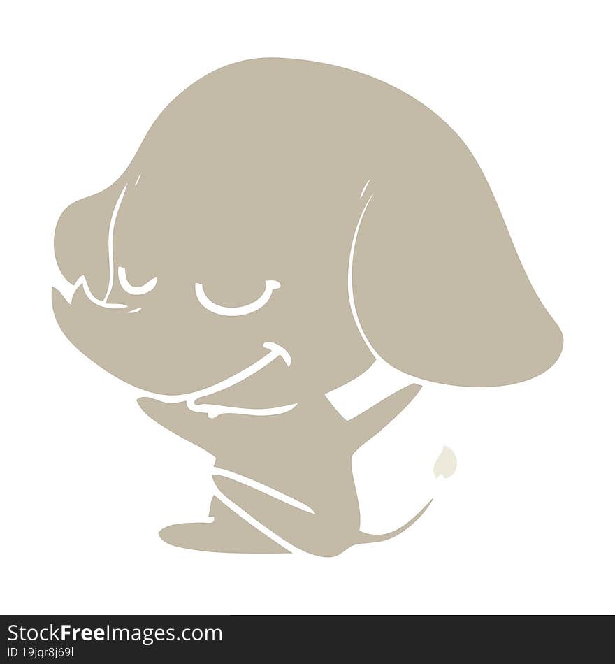 Flat Color Style Cartoon Smiling Elephant