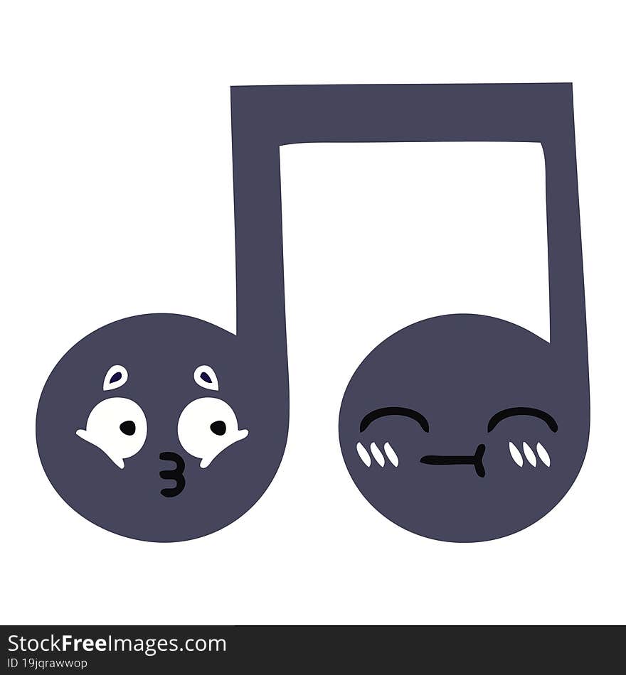 flat color retro cartoon musical note