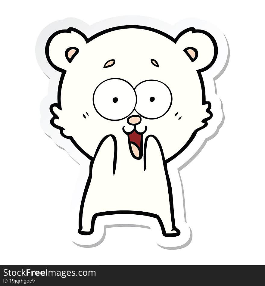 sticker of a excited teddy bear cartoon