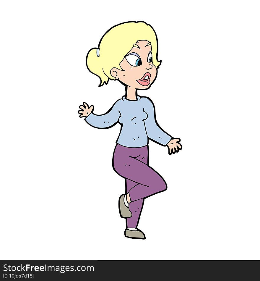 cartoon friendly woman waving