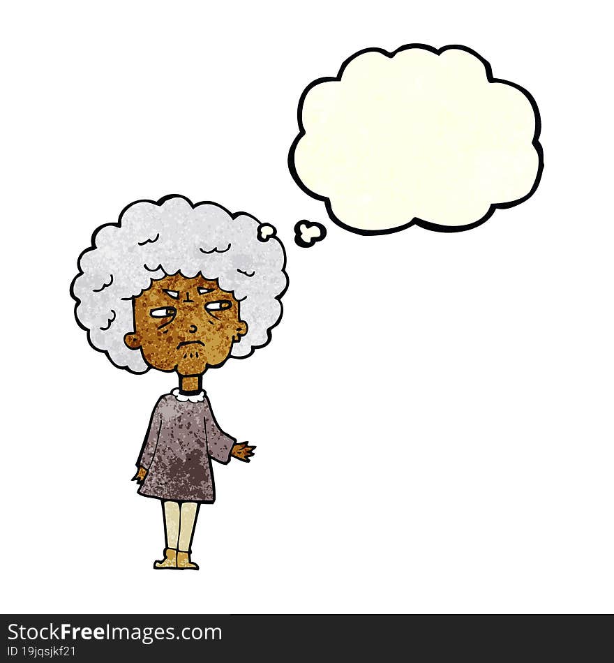 Cartoon Old Lady With Thought Bubble