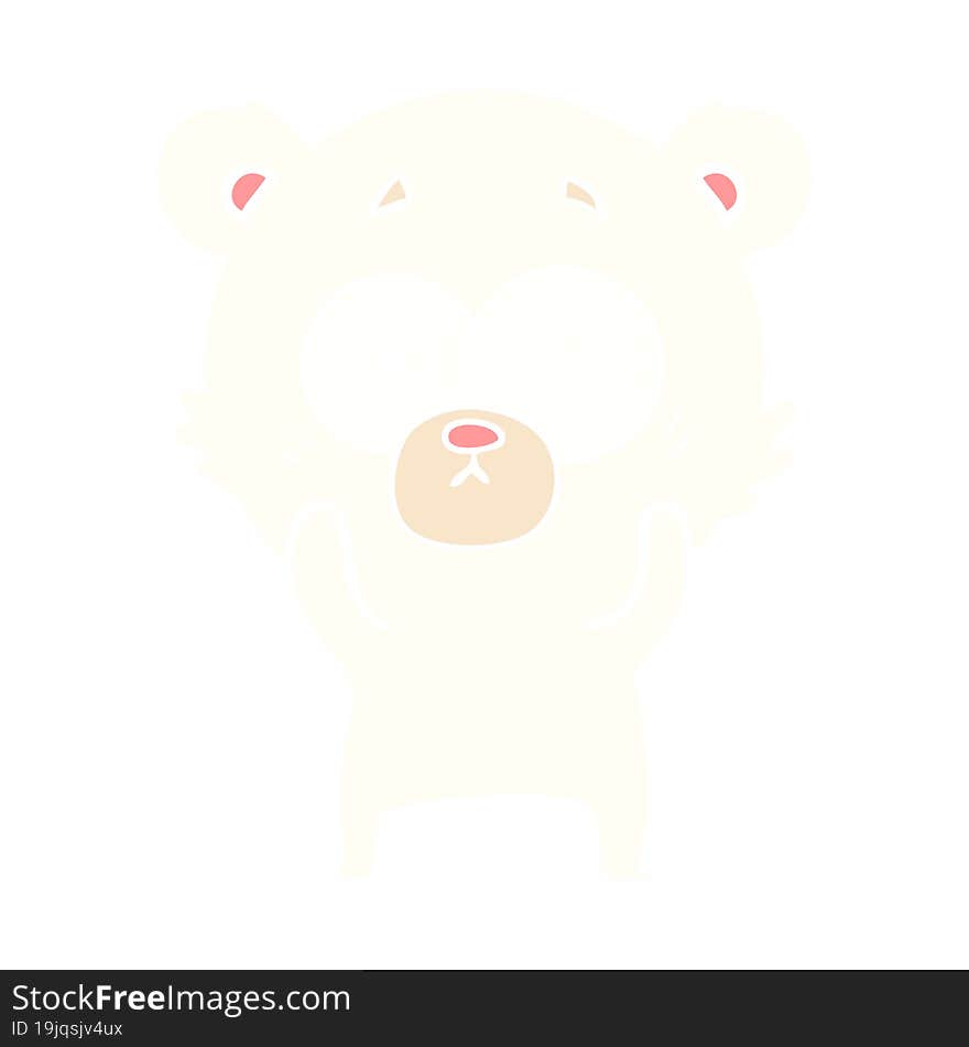 surprised polar bear flat color style cartoon