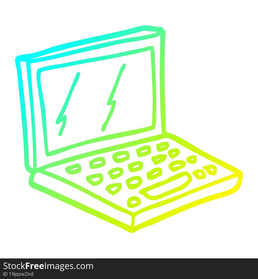 Cold Gradient Line Drawing Cartoon Laptop Computer