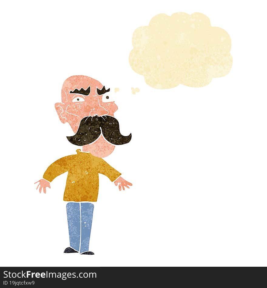 cartoon angry old man with thought bubble