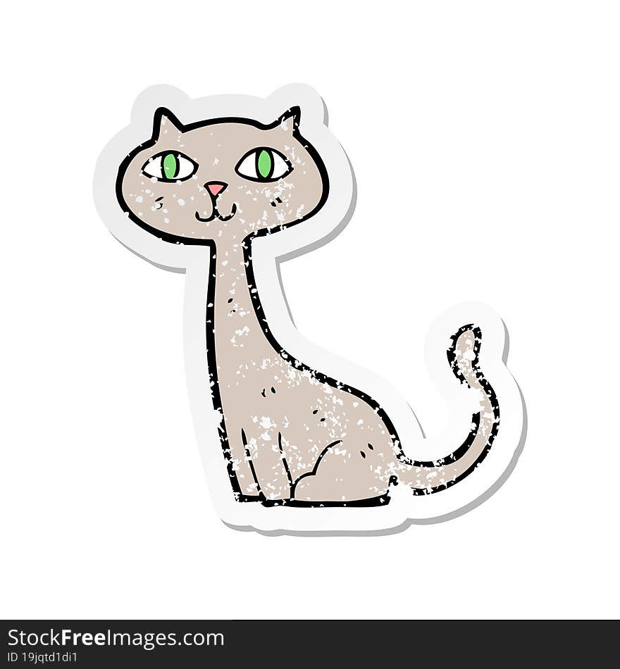 retro distressed sticker of a cartoon cat