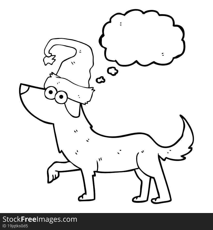 freehand drawn thought bubble cartoon dog