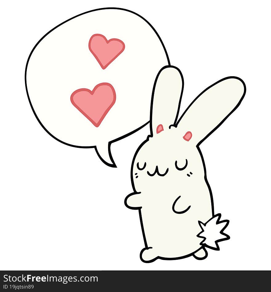 Cartoon Rabbit In Love And Speech Bubble