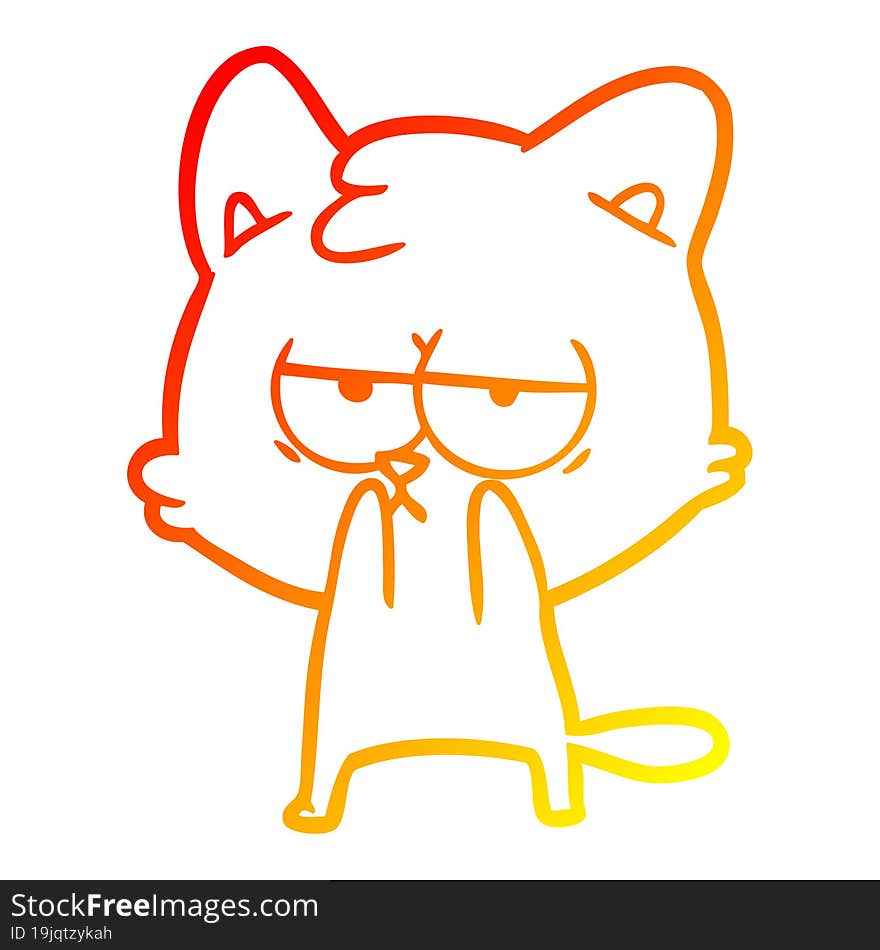 warm gradient line drawing bored cartoon cat