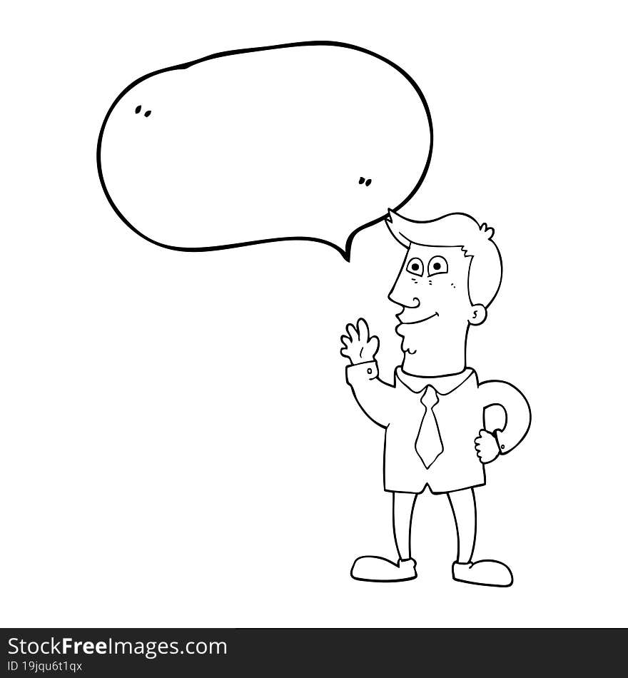 speech bubble cartoon waving man