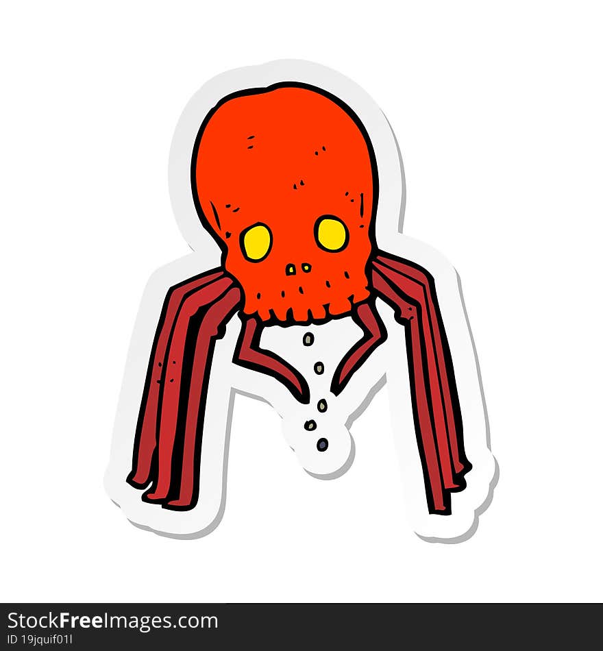 sticker of a cartoon spooky skull spider