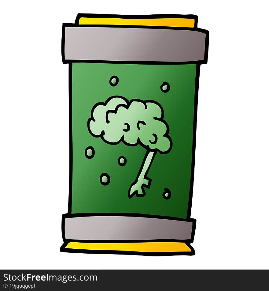 cartoon doodle brain in jar