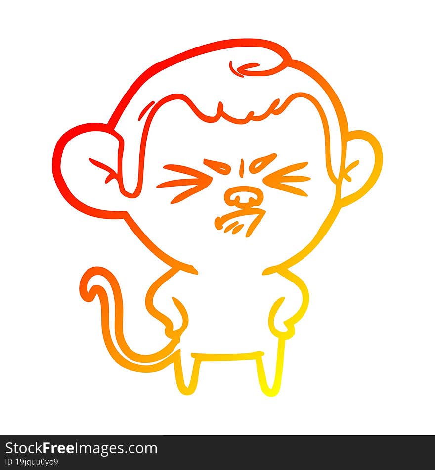 warm gradient line drawing cartoon annoyed monkey