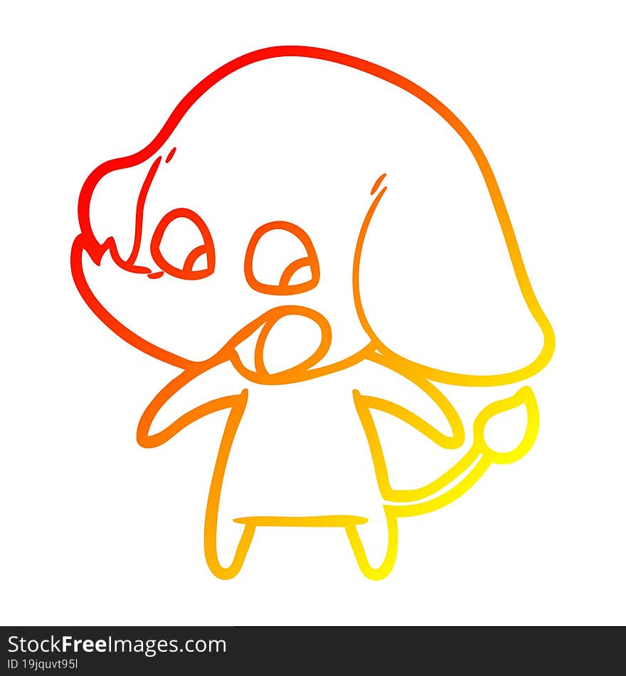 warm gradient line drawing cute cartoon elephant