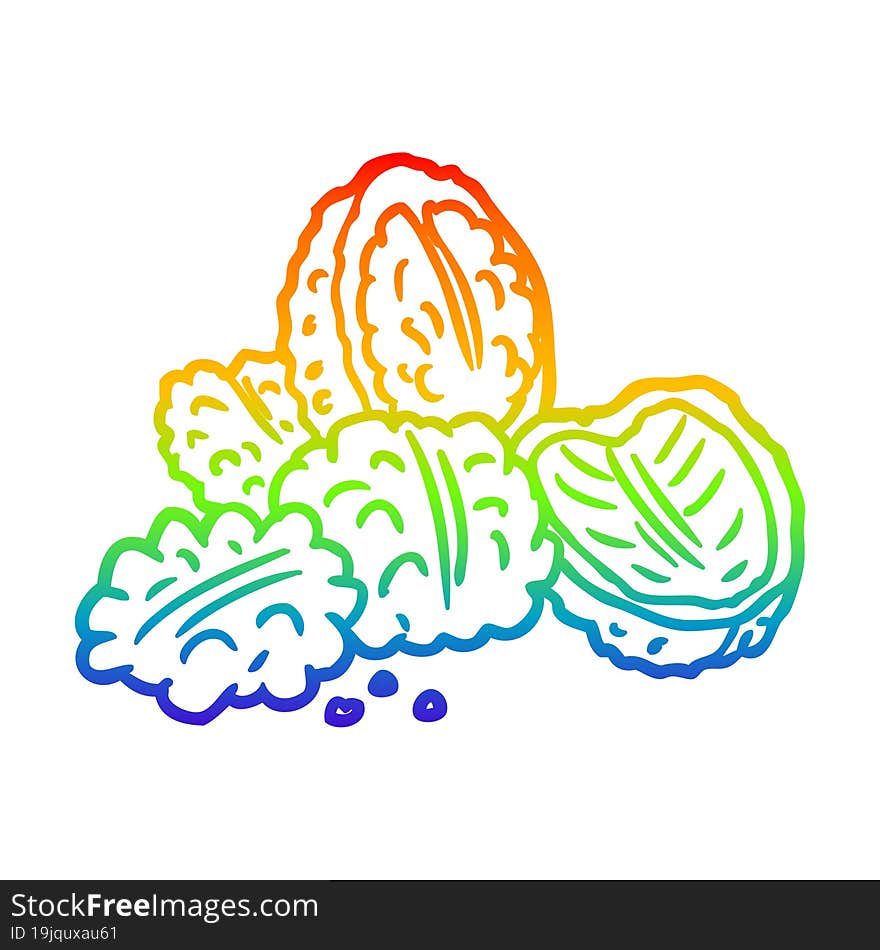 Rainbow Gradient Line Drawing Walnuts