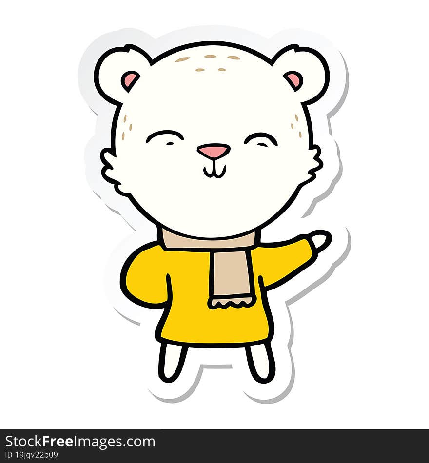 sticker of a happy cartoon polar bear