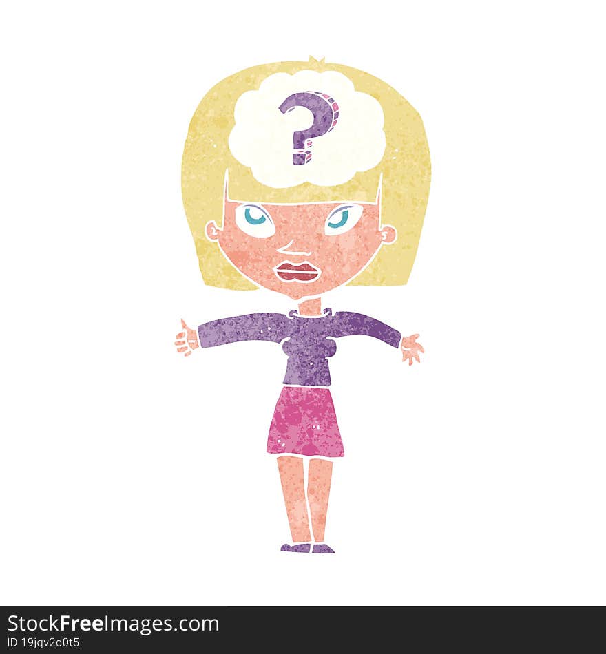 Cartoon Woman With Question