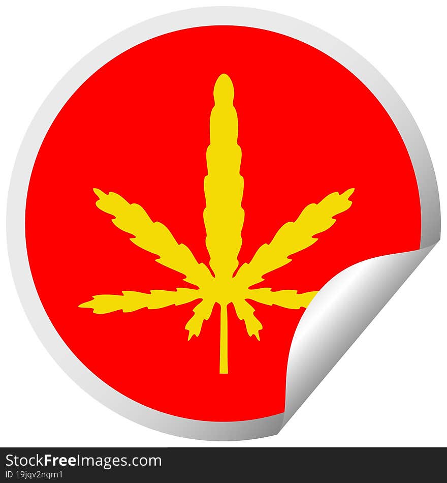 quirky circular peeling sticker cartoon marijuana