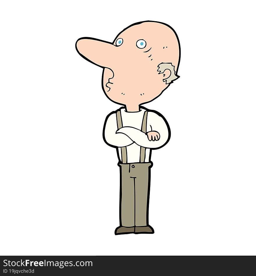 cartoon old man with folded arms