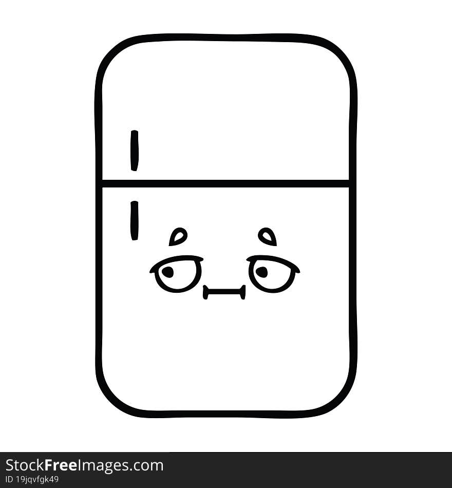 line drawing cartoon of a fridge freezer