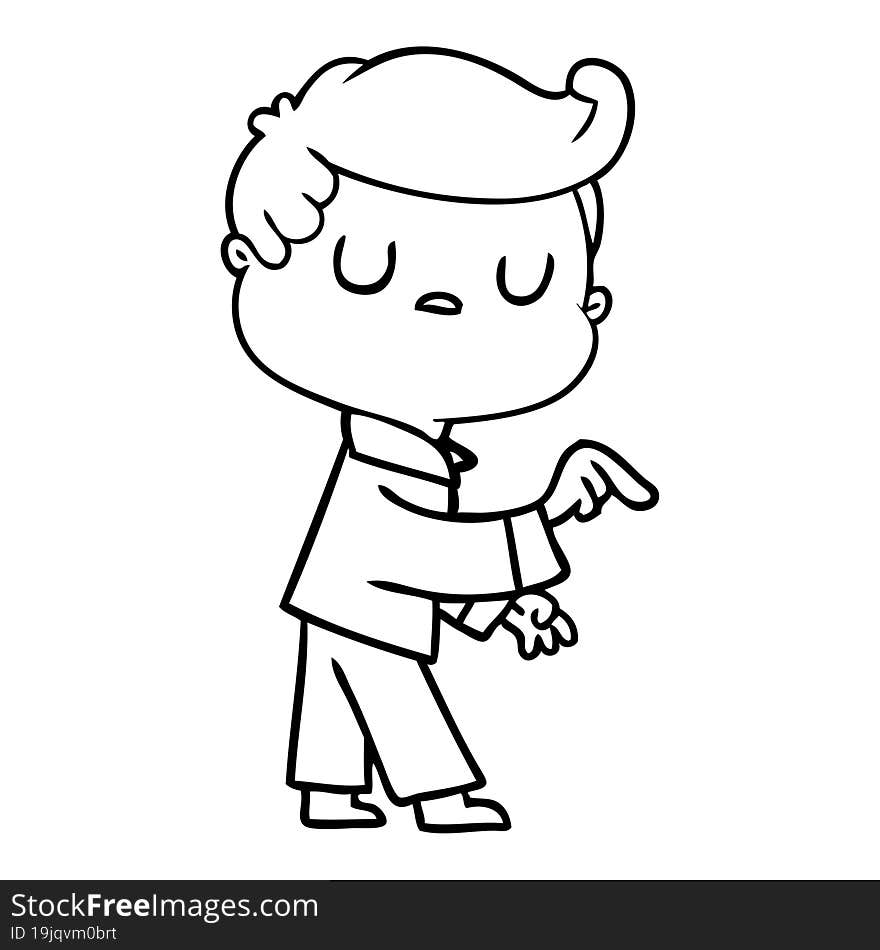 cartoon aloof man pointing finger. cartoon aloof man pointing finger