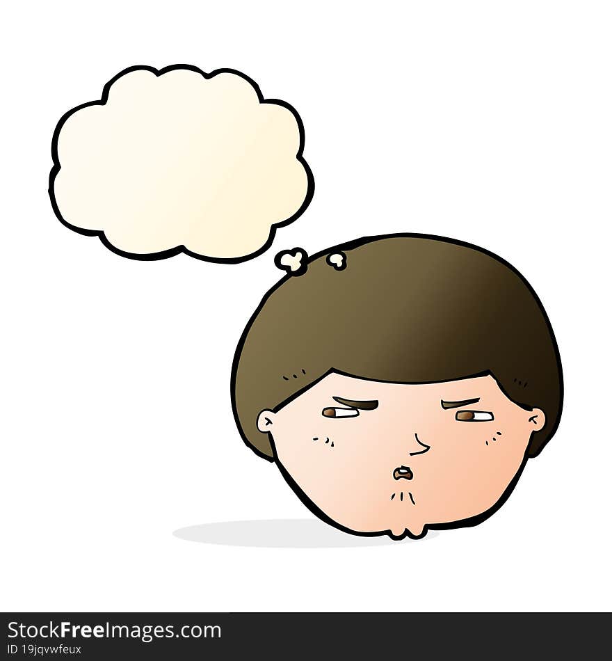 cartoon annoyed man with thought bubble