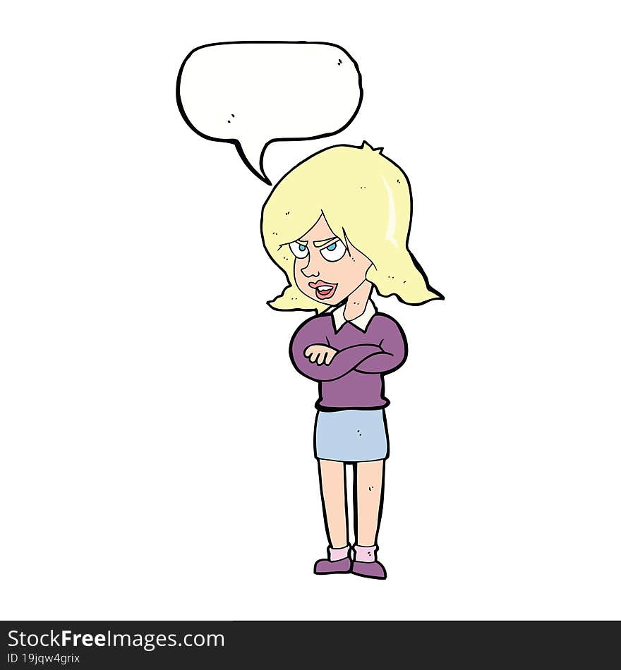 cartoon angry woman with speech bubble