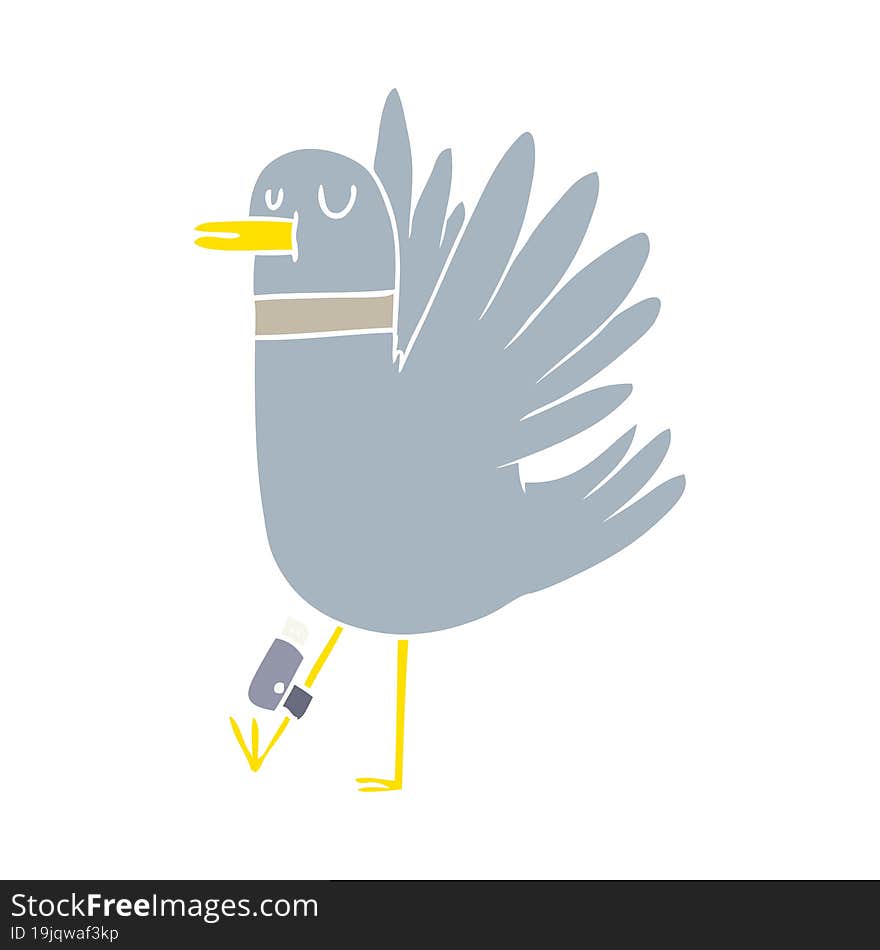 Flat Color Style Cartoon Flapping Wood Pigeon