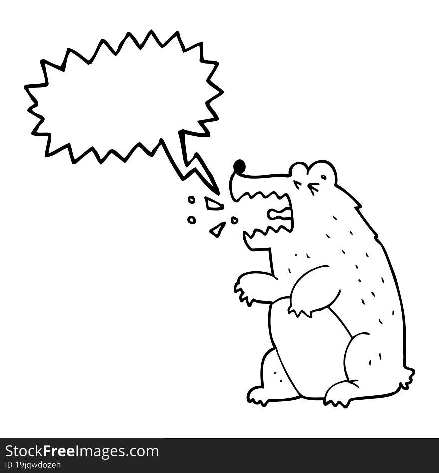 freehand drawn speech bubble cartoon bear