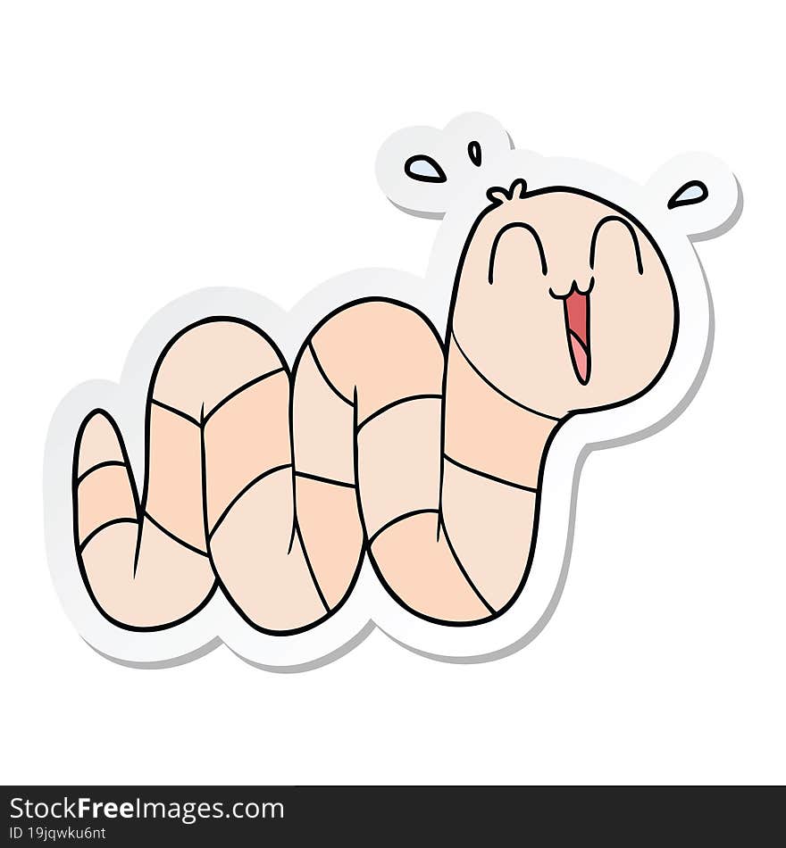 sticker of a cartoon nervous worm