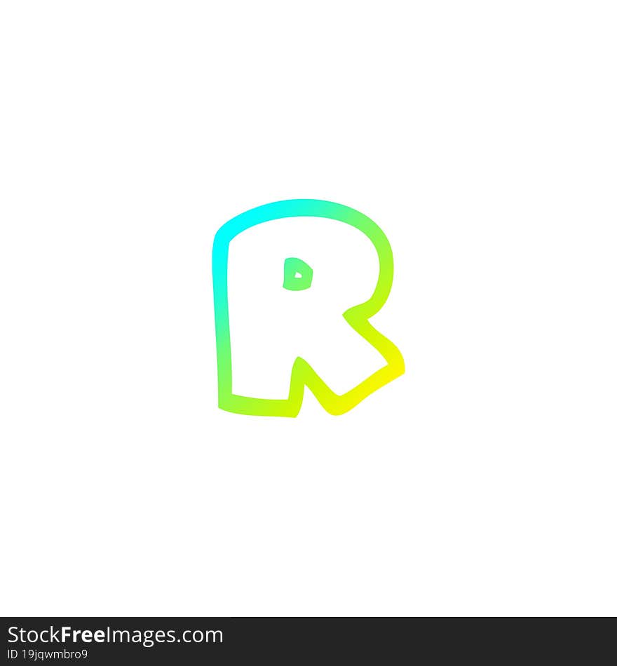 cold gradient line drawing cartoon letter r