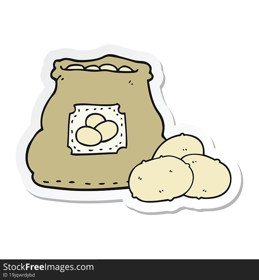 sticker of a cartoon bag of potatoes