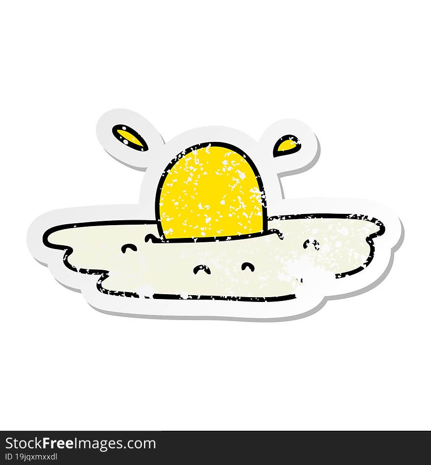 Distressed Sticker Of A Quirky Hand Drawn Cartoon Fried Egg