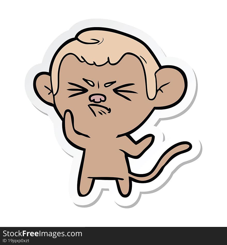 sticker of a cartoon annoyed monkey