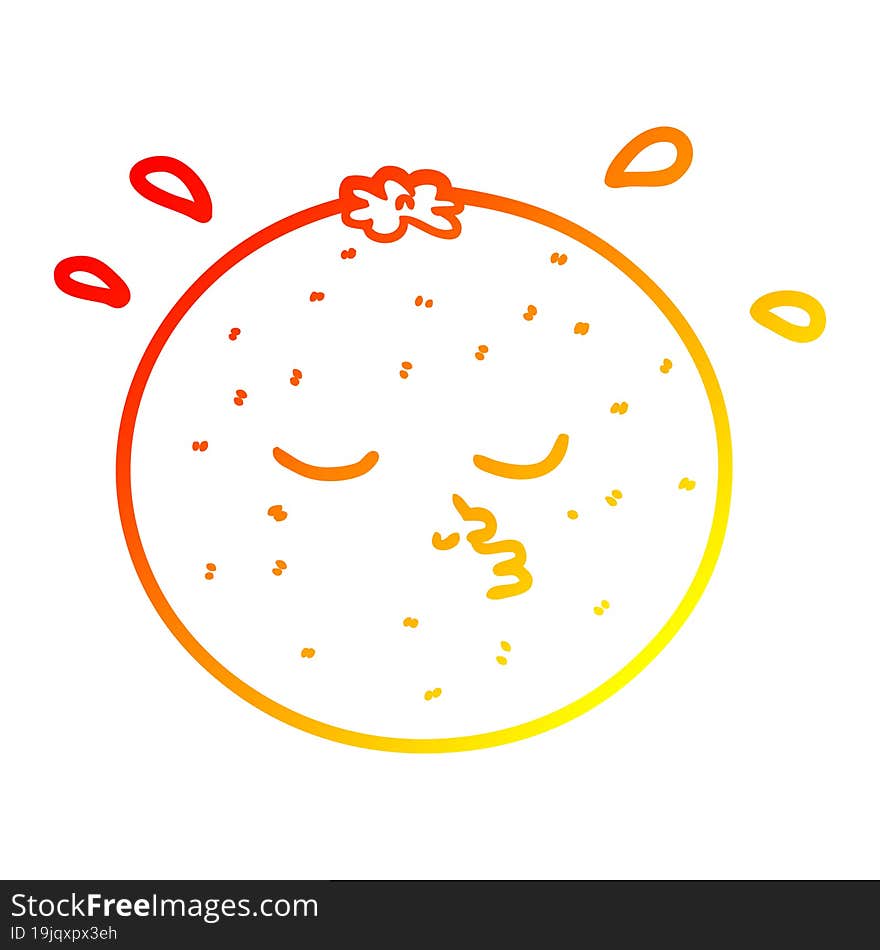 warm gradient line drawing cartoon orange with face