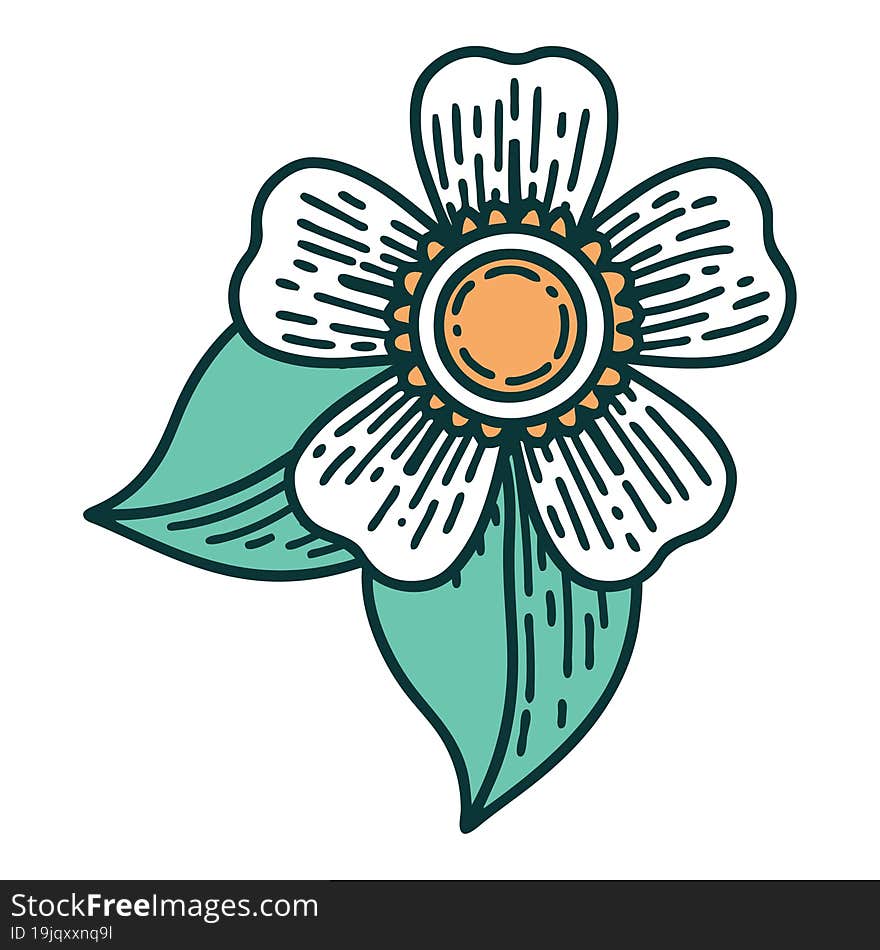 iconic tattoo style image of a flower. iconic tattoo style image of a flower