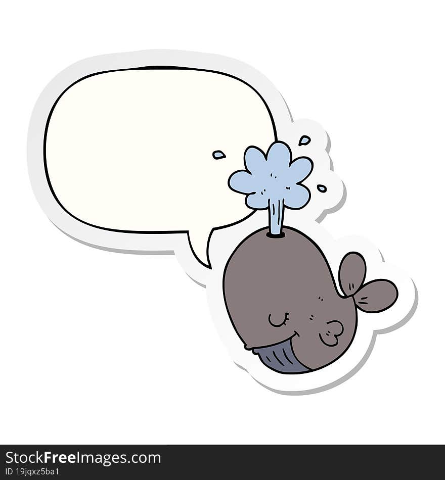 cartoon spouting whale and speech bubble sticker