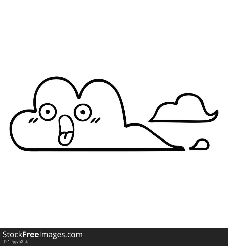 line drawing cartoon white cloud