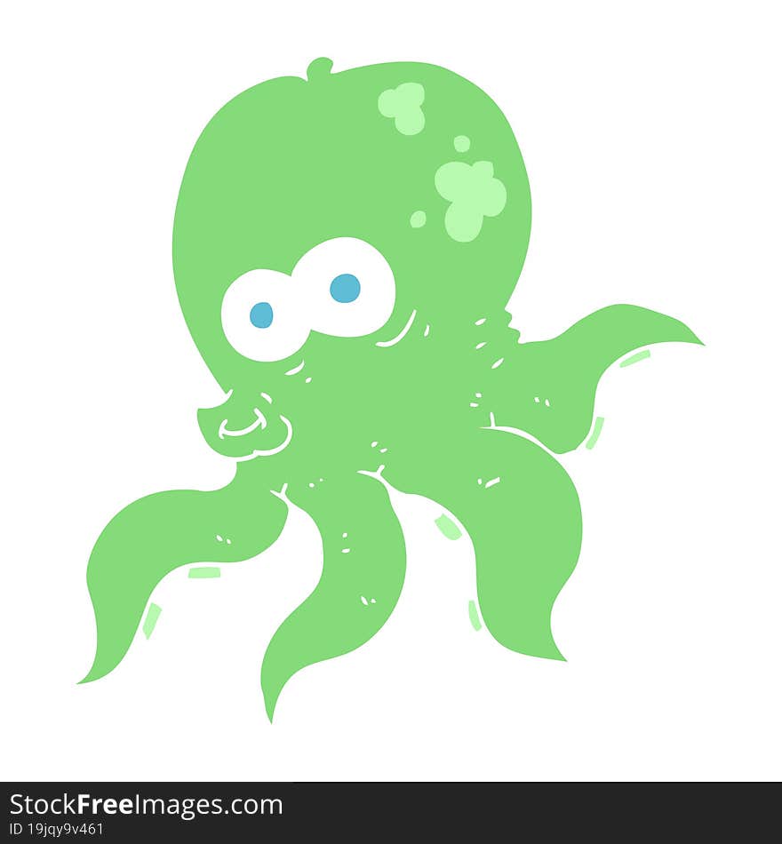 flat color illustration of a cartoon octopus