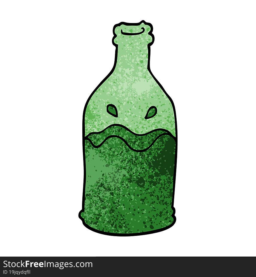 Cartoon Doodle Green Bottle