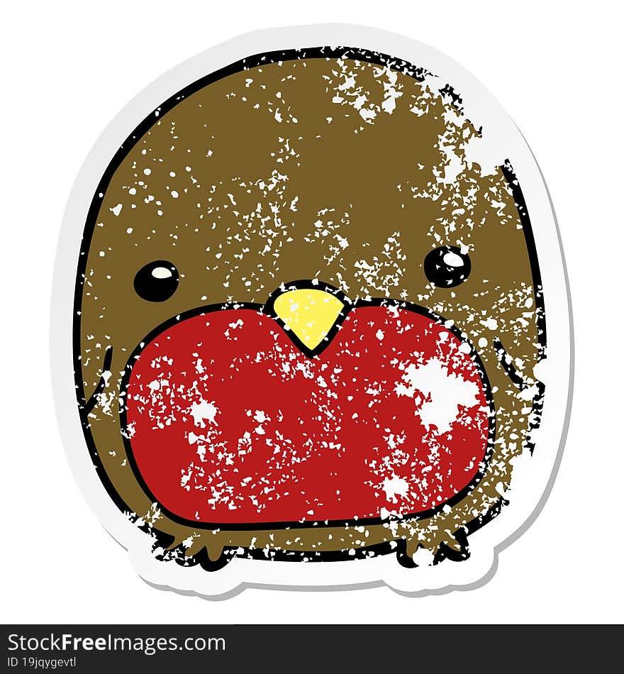 distressed sticker of a cute cartoon penguin