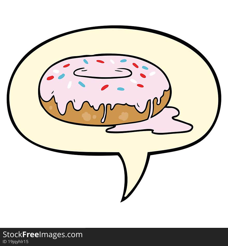 cartoon donut with speech bubble. cartoon donut with speech bubble