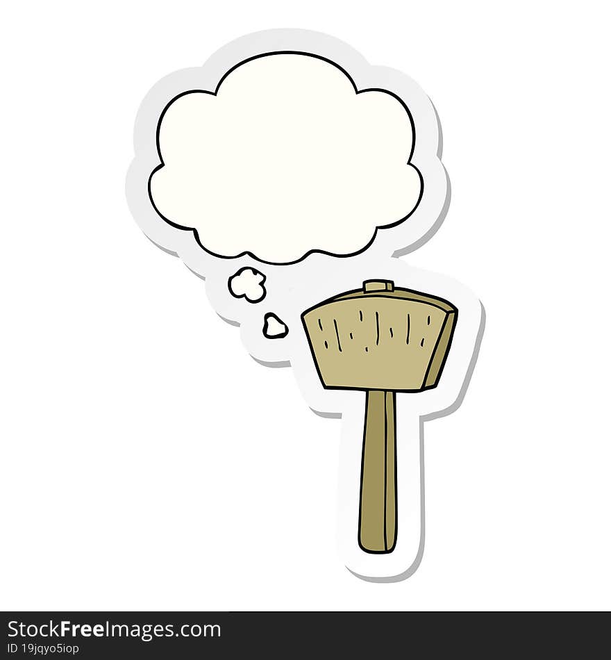 cartoon mallet and thought bubble as a printed sticker