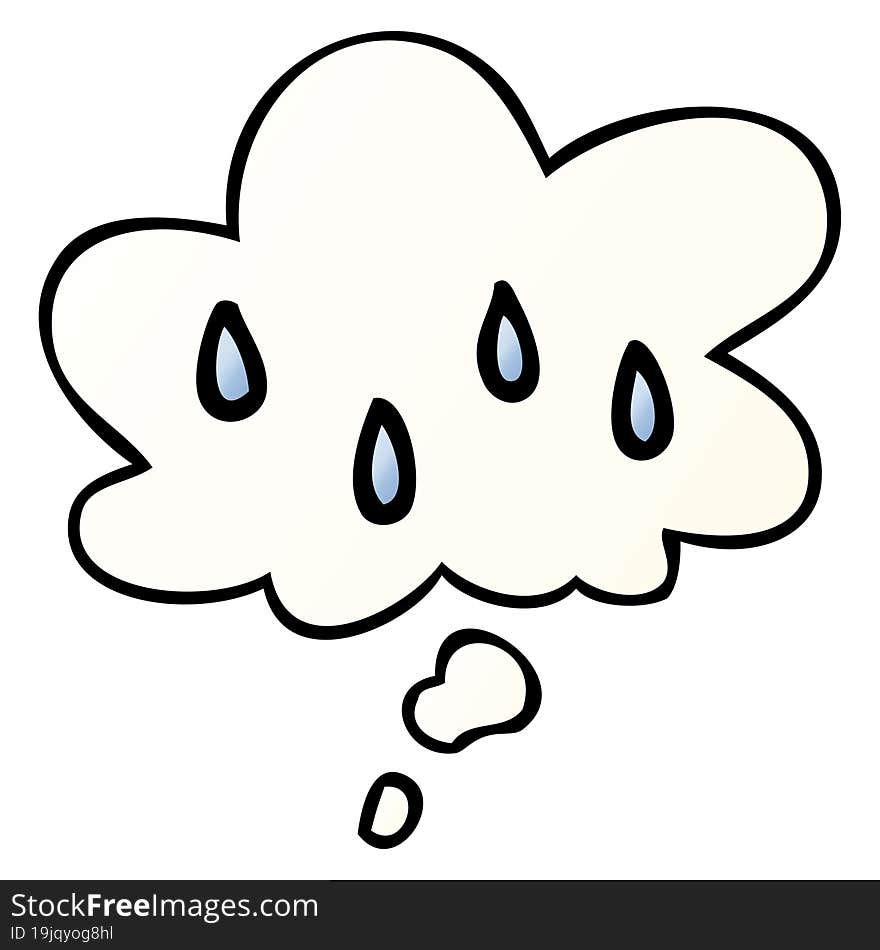 cartoon rain and thought bubble in smooth gradient style