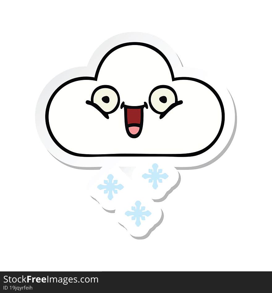 Sticker Of A Cute Cartoon Snow Cloud