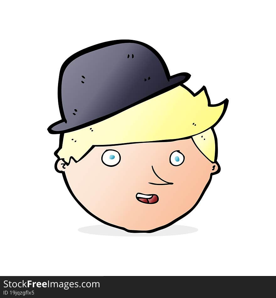 cartoon man wearing bowler hat